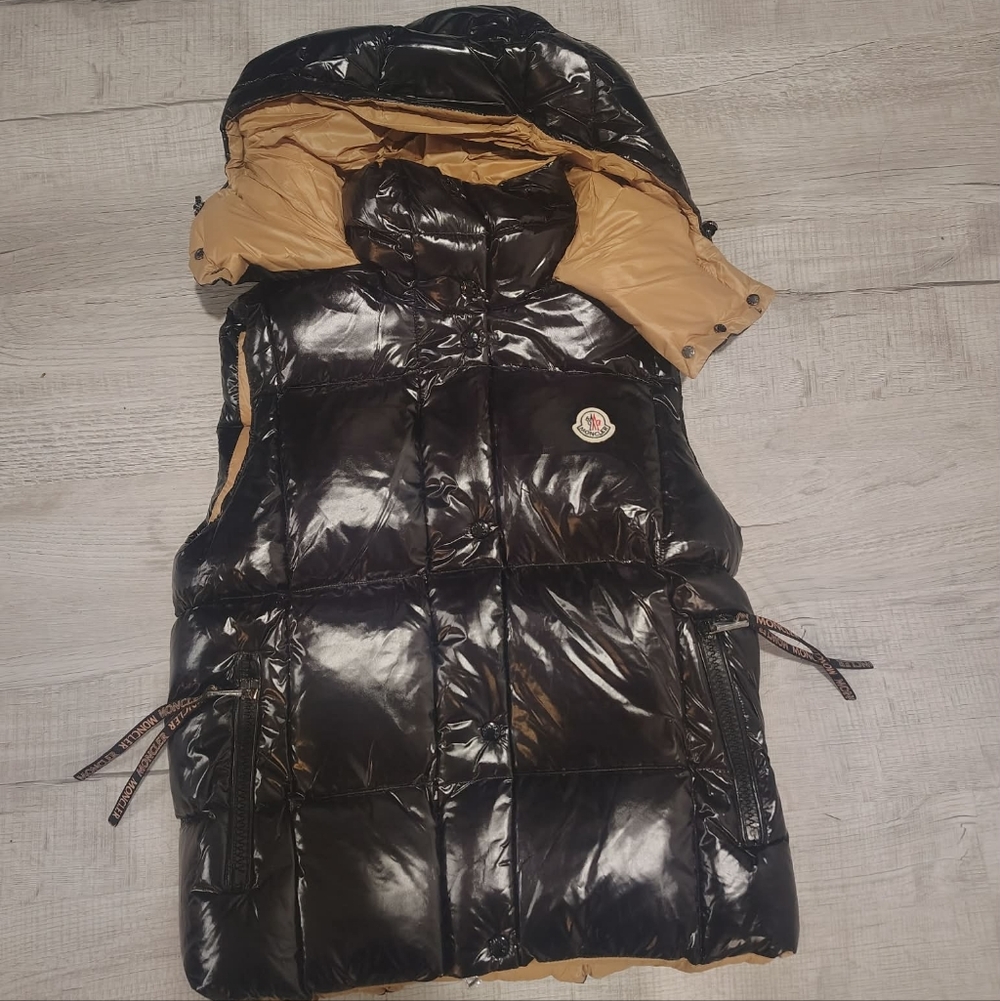 Moncler Black and Tan Puffer Vest